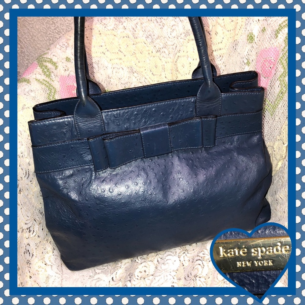 kate♠️spade Blue Ostrich Tote USED CONDITION